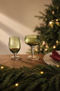 Meadow Hour Green Glass Goblet