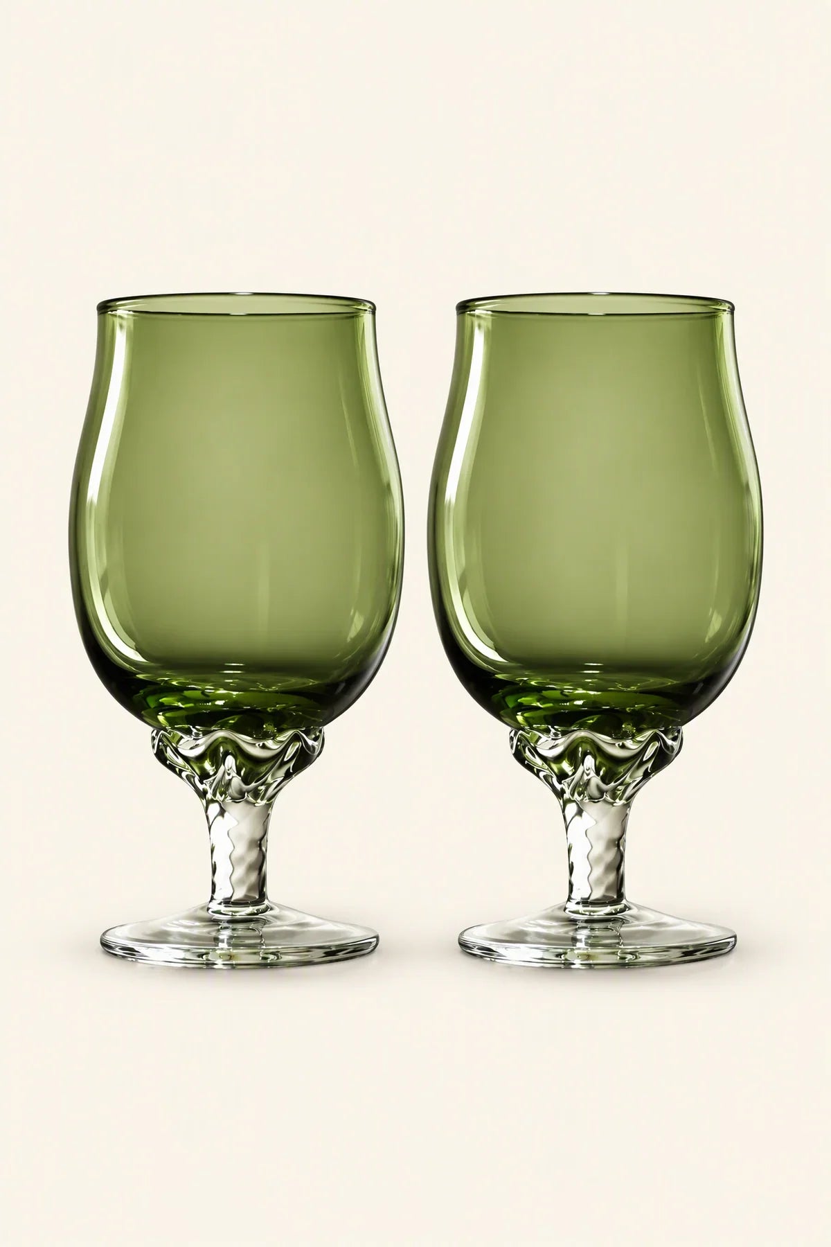 Spiral Dance Green Glass Goblet