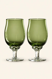 Spiral Dance Green Glass Goblet