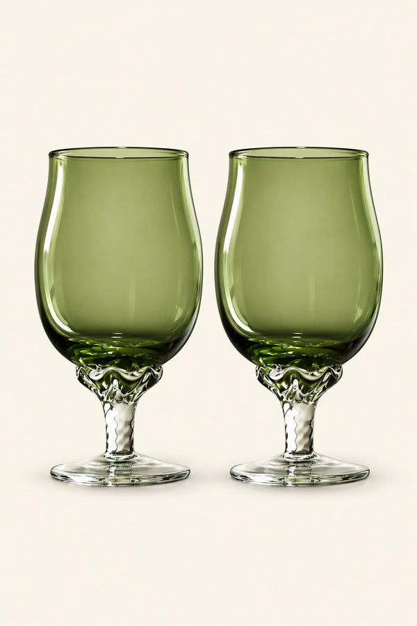 Spiral Dance Green Glass Goblet