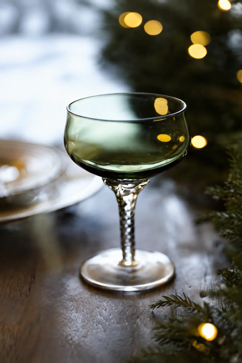 Spiral Dance Green Glass Goblet