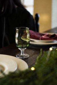 Spiral Dance Green Glass Goblet