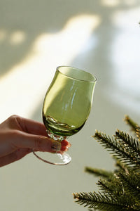 Spiral Dance Green Glass Goblet