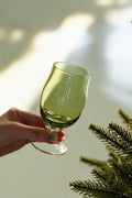 Spiral Dance Green Glass Goblet