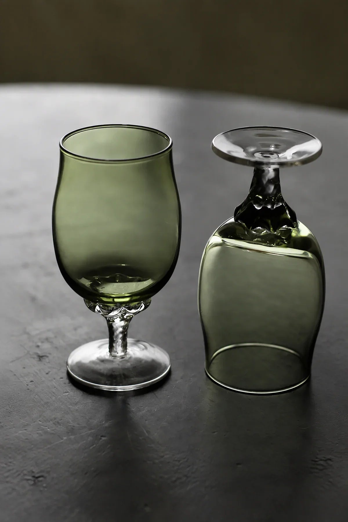 Spiral Dance Green Glass Goblet