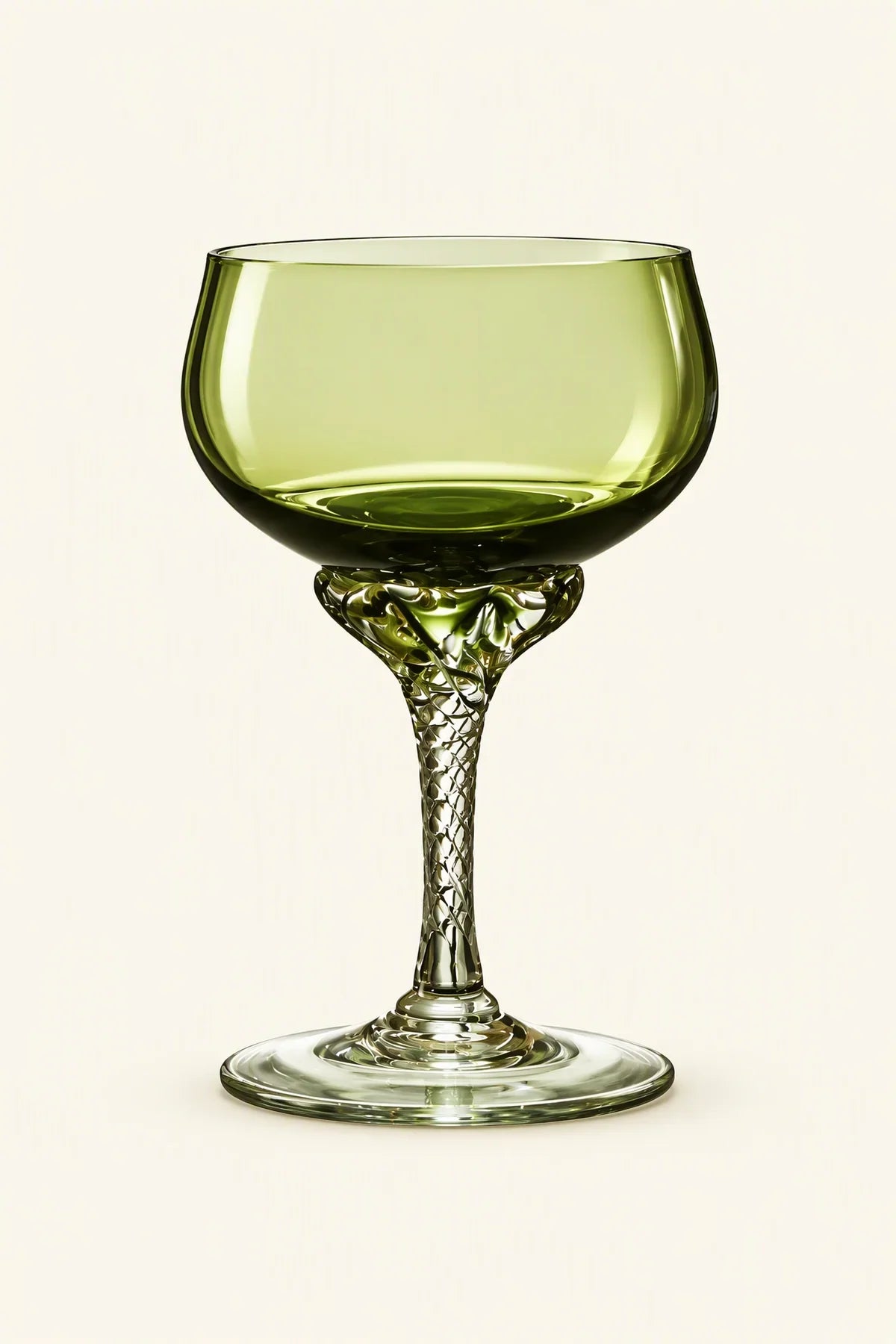 Meadow Hour Olive Green Glass Wine Goblet