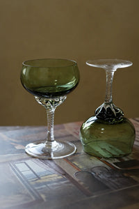 Meadow Hour Olive Green Glass Wine Goblet