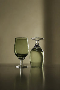 Meadow Hour Olive Green Glass Wine Goblet