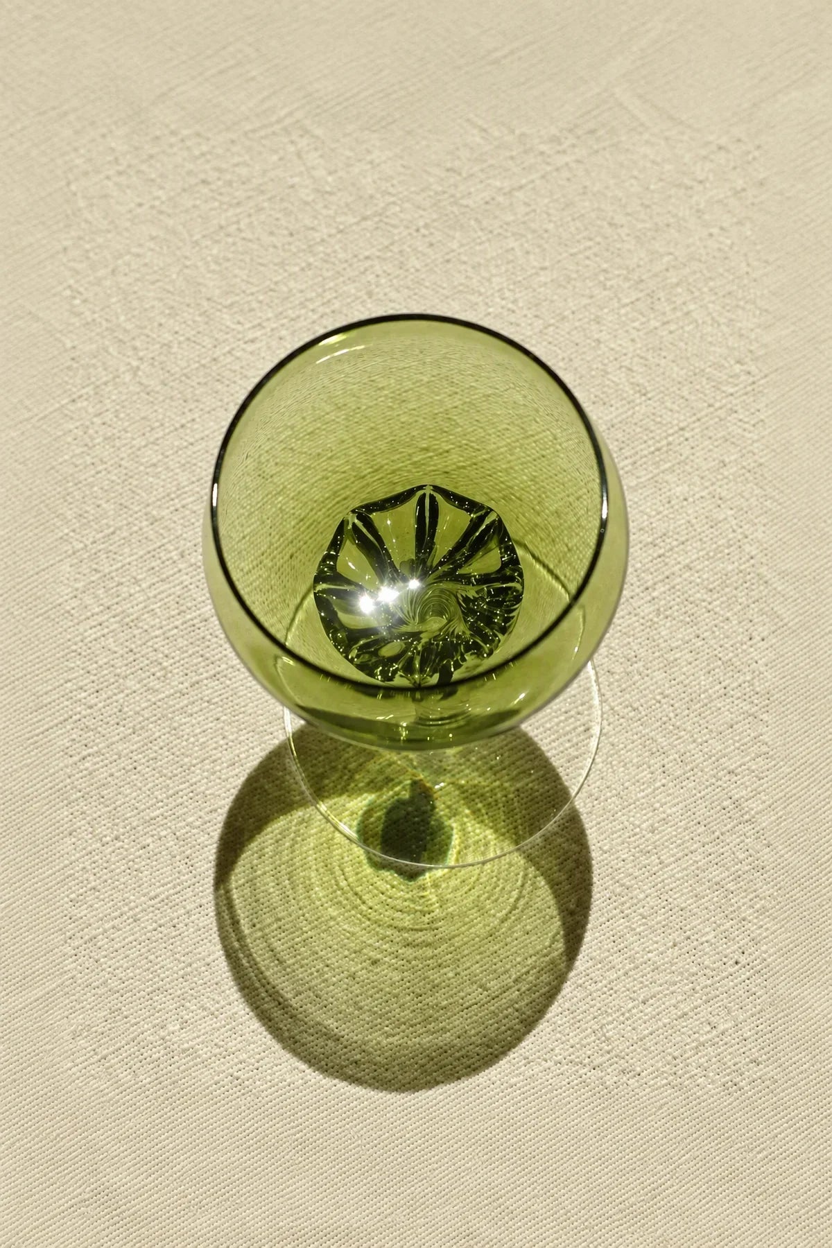 Meadow Hour Olive Green Glass Wine Goblet