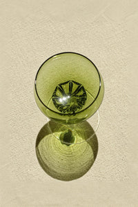 Meadow Hour Olive Green Glass Wine Goblet