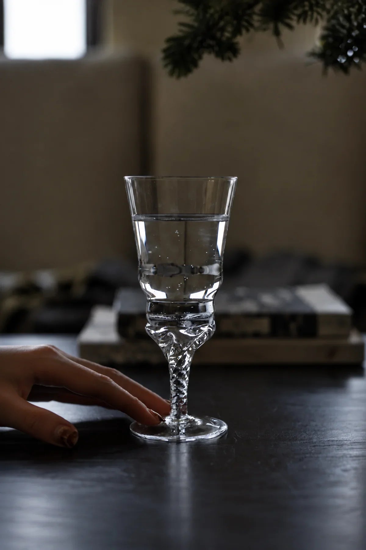 Woven Light Clear Glass Goblet