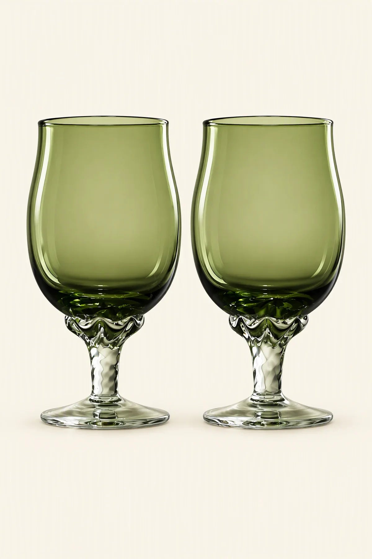 Spiral Dance Green Glass Goblet