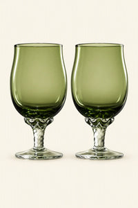 Spiral Dance Green Glass Goblet