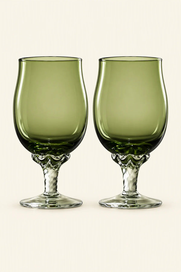 Spiral Dance Green Glass Goblet