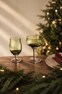 Spiral Dance Green Glass Goblet