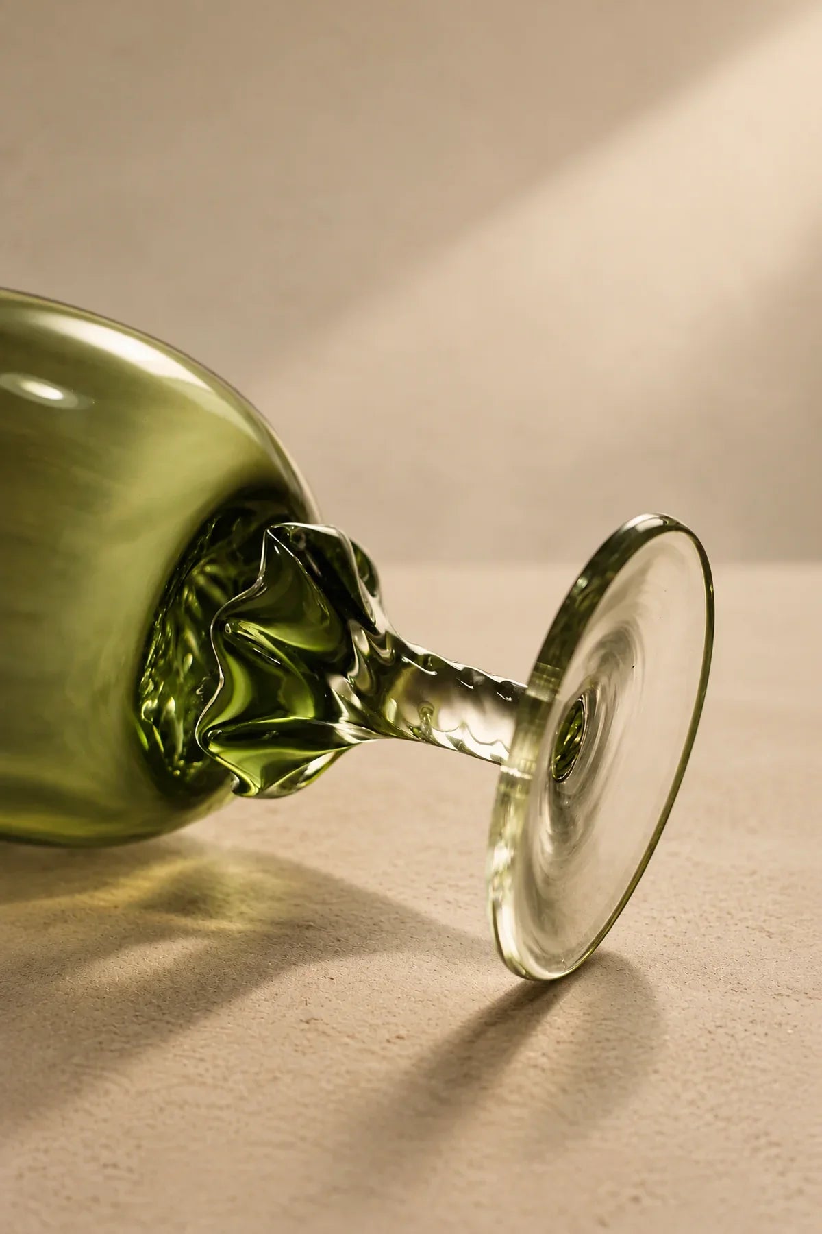 Spiral Dance Green Glass Goblet