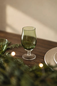 Spiral Dance Green Glass Goblet