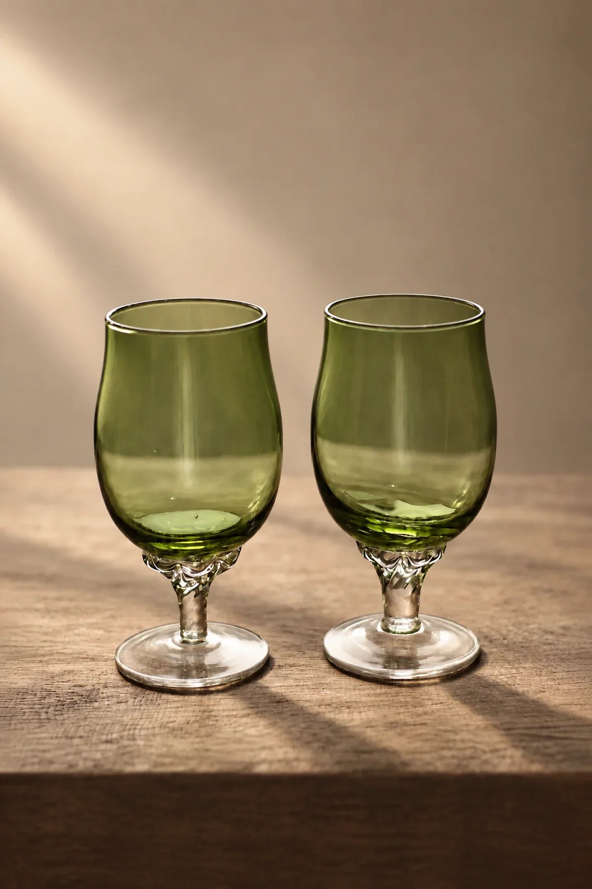 Spiral Dance Green Glass Goblet