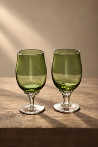 Spiral Dance Green Glass Goblet