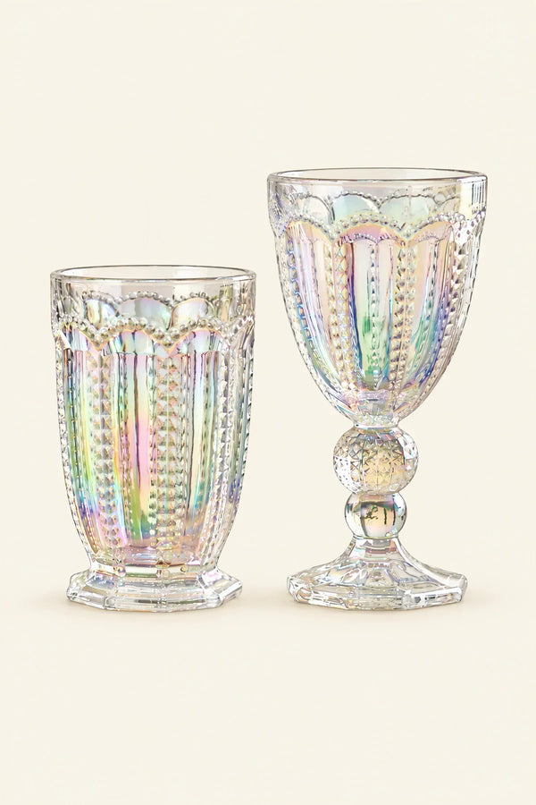 Cathedral Light Iridescent Glass Wine Goblet