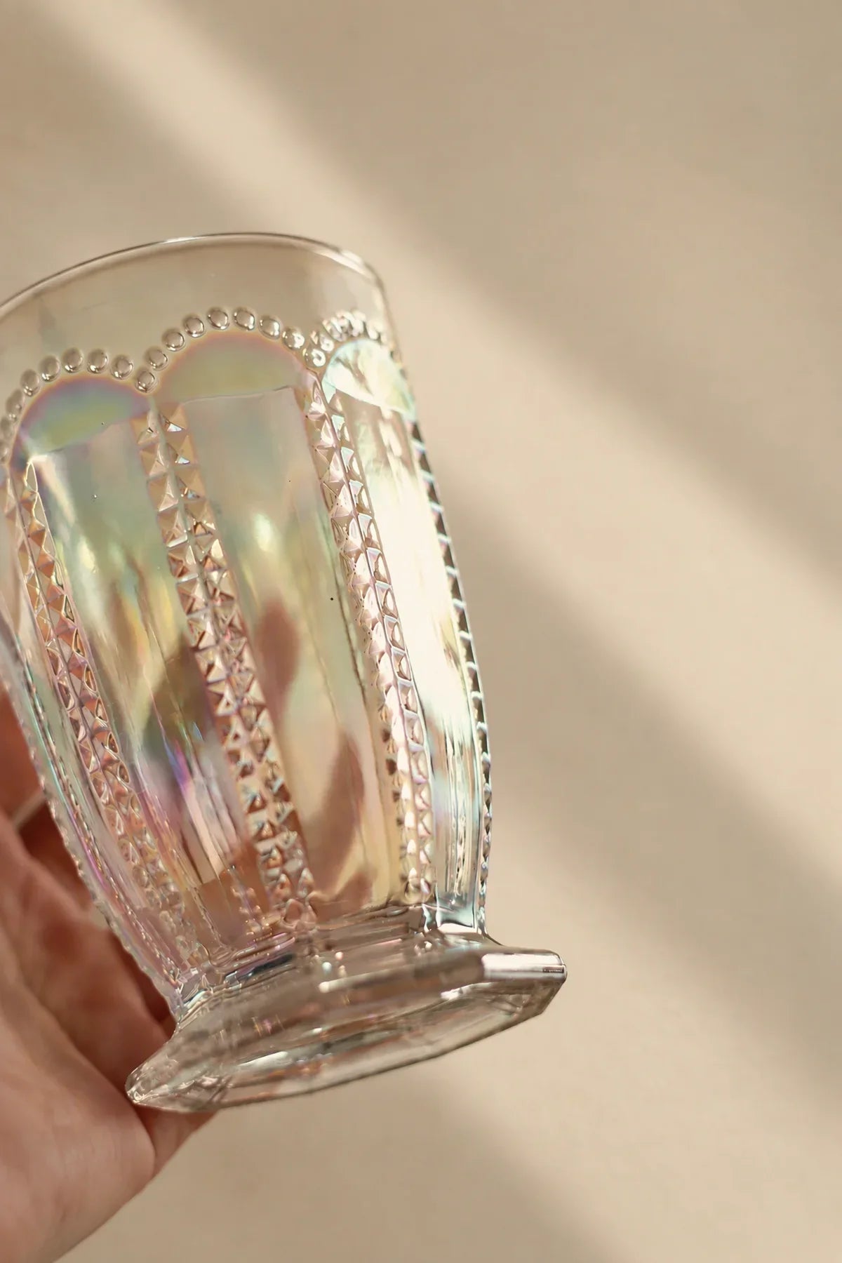 Cathedral Light Iridescent Glass Wine Goblet