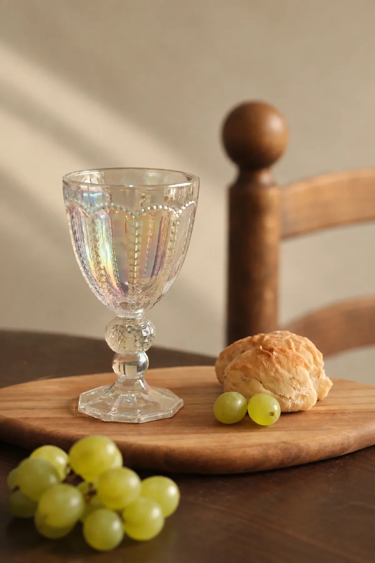 Cathedral Light Iridescent Glass Wine Goblet