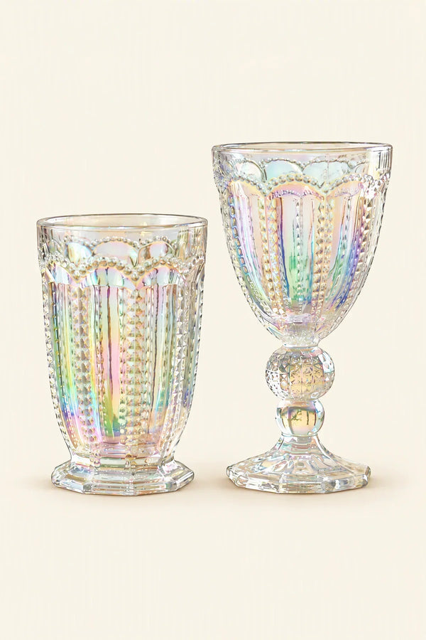 Cathedral Light Iridescent Glass Wine Goblet