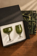 Enchanted Vine Moss Green Glass Stemmed Glassware