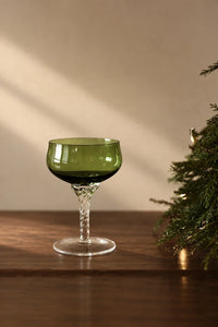 Enchanted Vine Moss Green Glass Stemmed Glassware