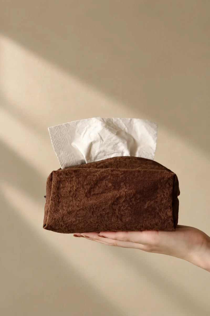 Studio Earth Brown Fabric Tissue Box Cover