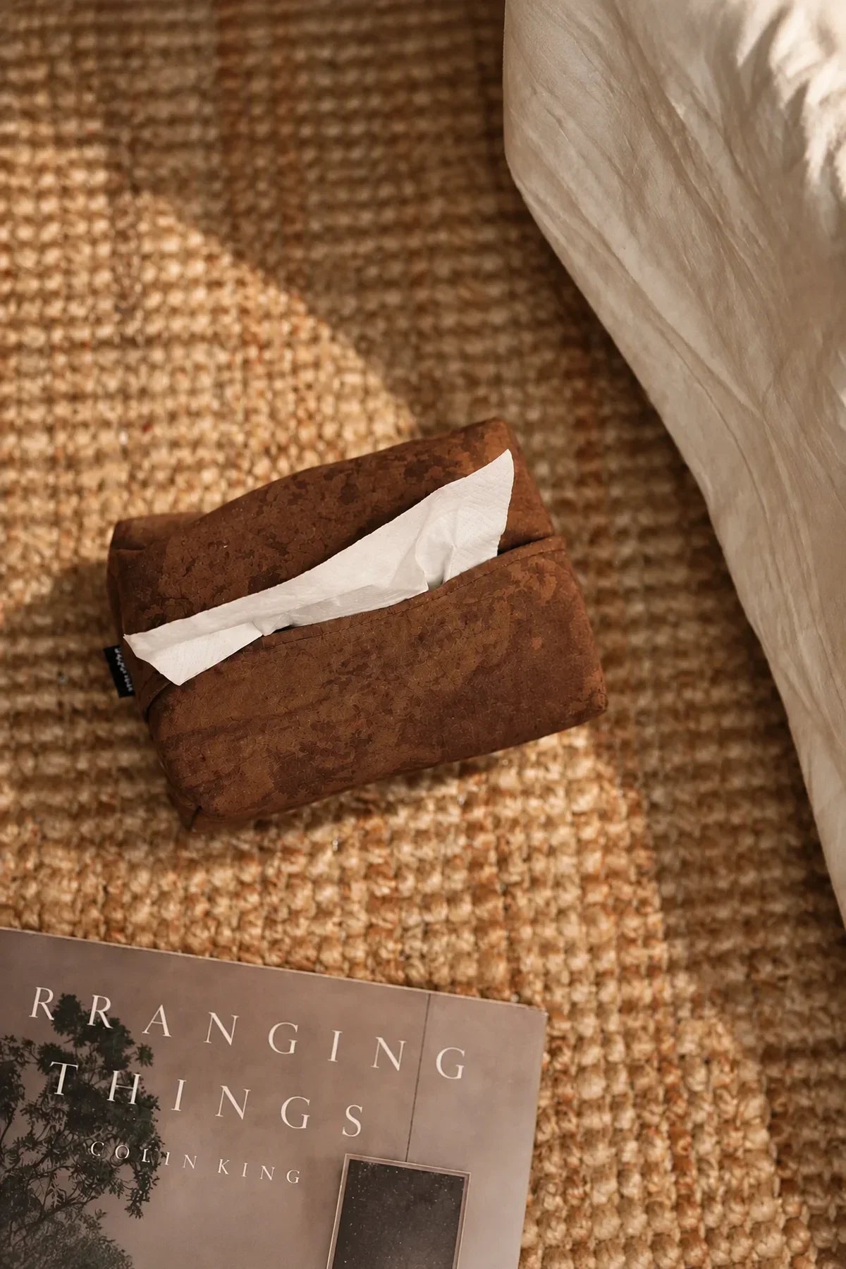 Studio Earth Brown Fabric Tissue Box Cover