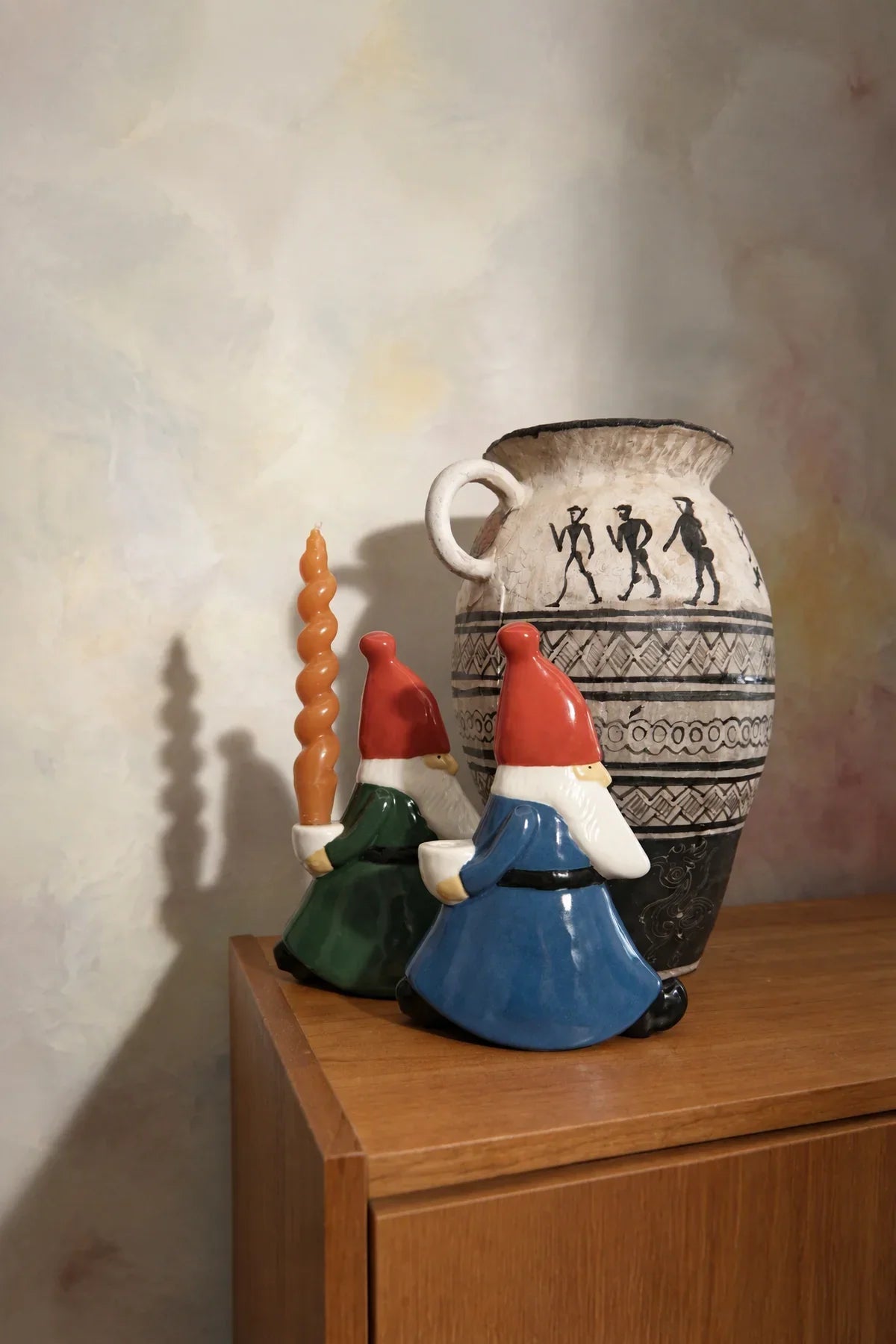 Winter March Painted Ceramic Candle Holder