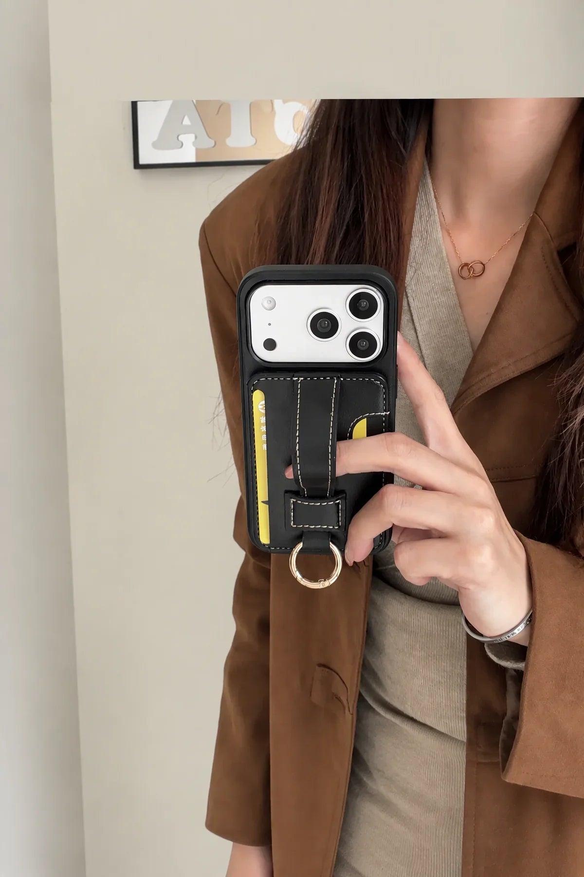 Metro Grip Espresso Leather-Look Wallet Phone Case