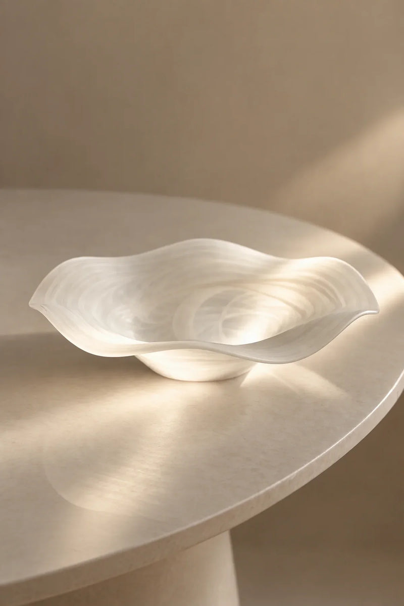 Soft Current Milky Glass Serving Bowl