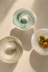 Soft Current Milky Glass Serving Bowl