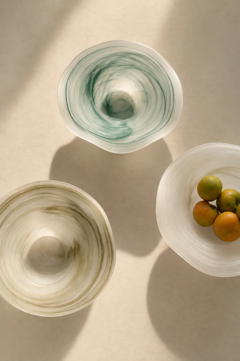 Soft Current Milky Glass Serving Bowl