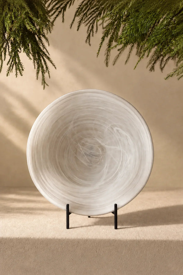 Soft Current Milky Glass Serving Bowl