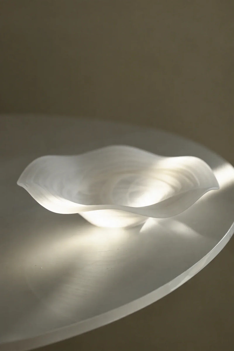 Soft Current Milky Glass Serving Bowl