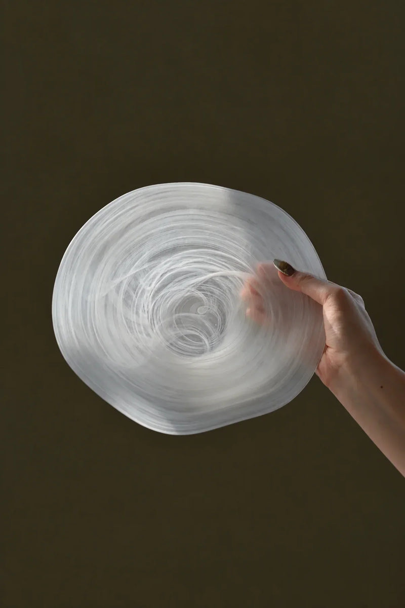 Soft Current Milky Glass Serving Bowl