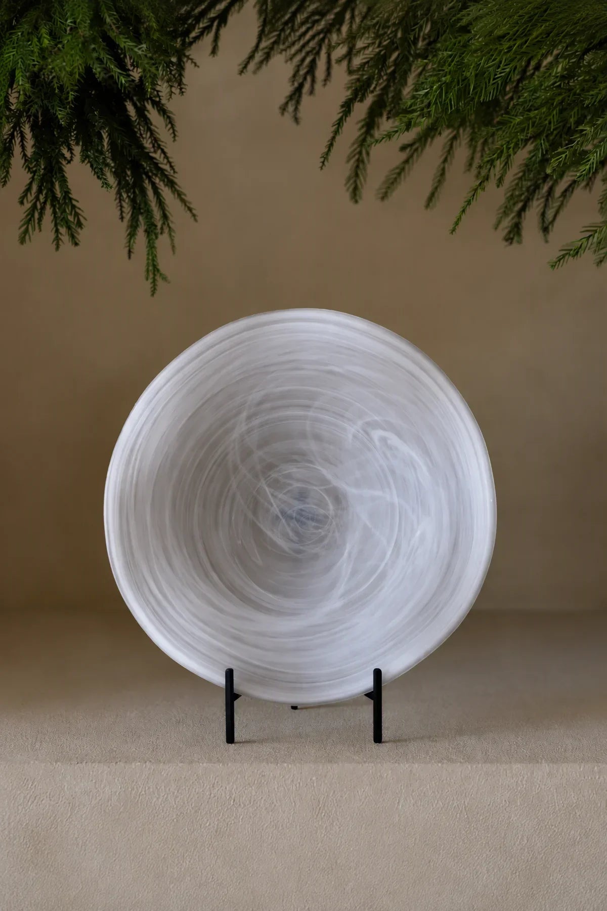 Soft Current Milky Glass Serving Bowl