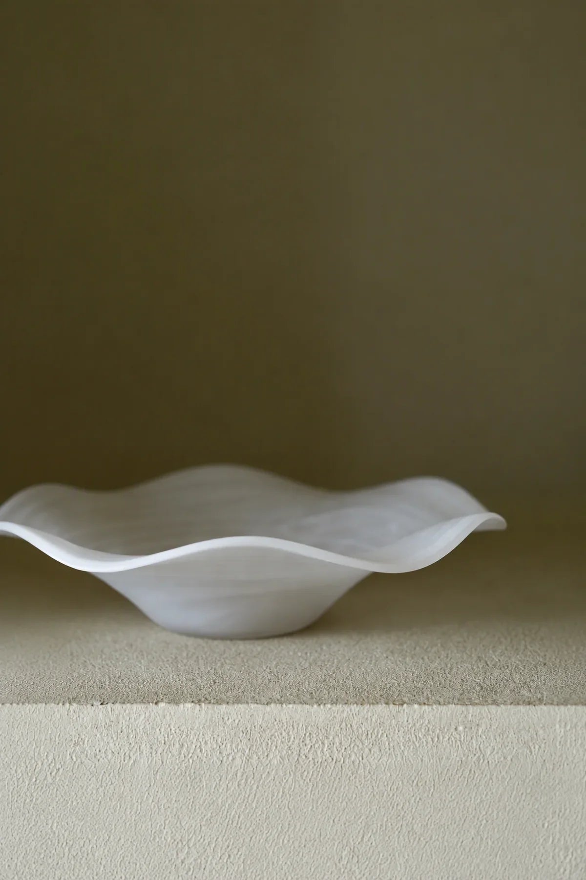 Soft Current Milky Glass Serving Bowl