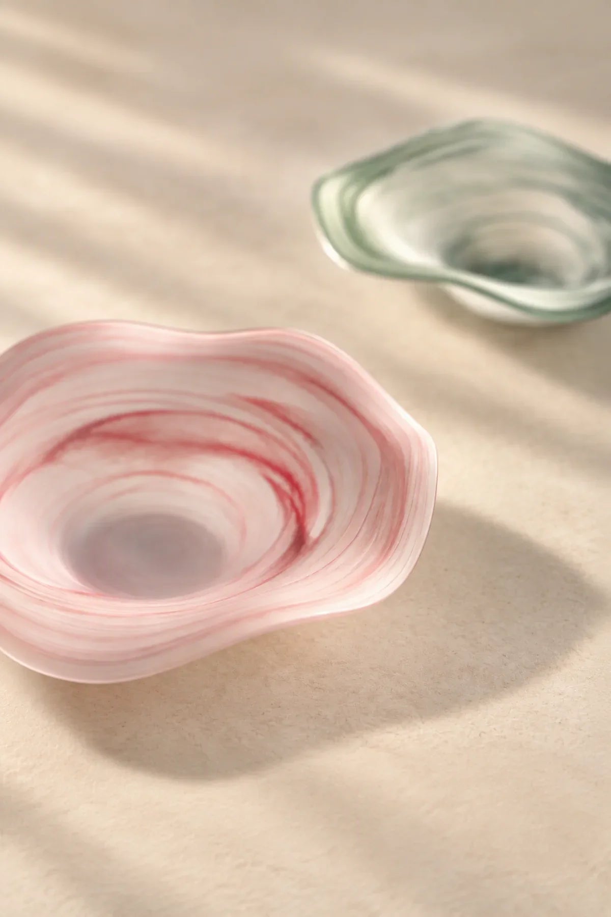 Soft Current Blush Glass Serving Bowl