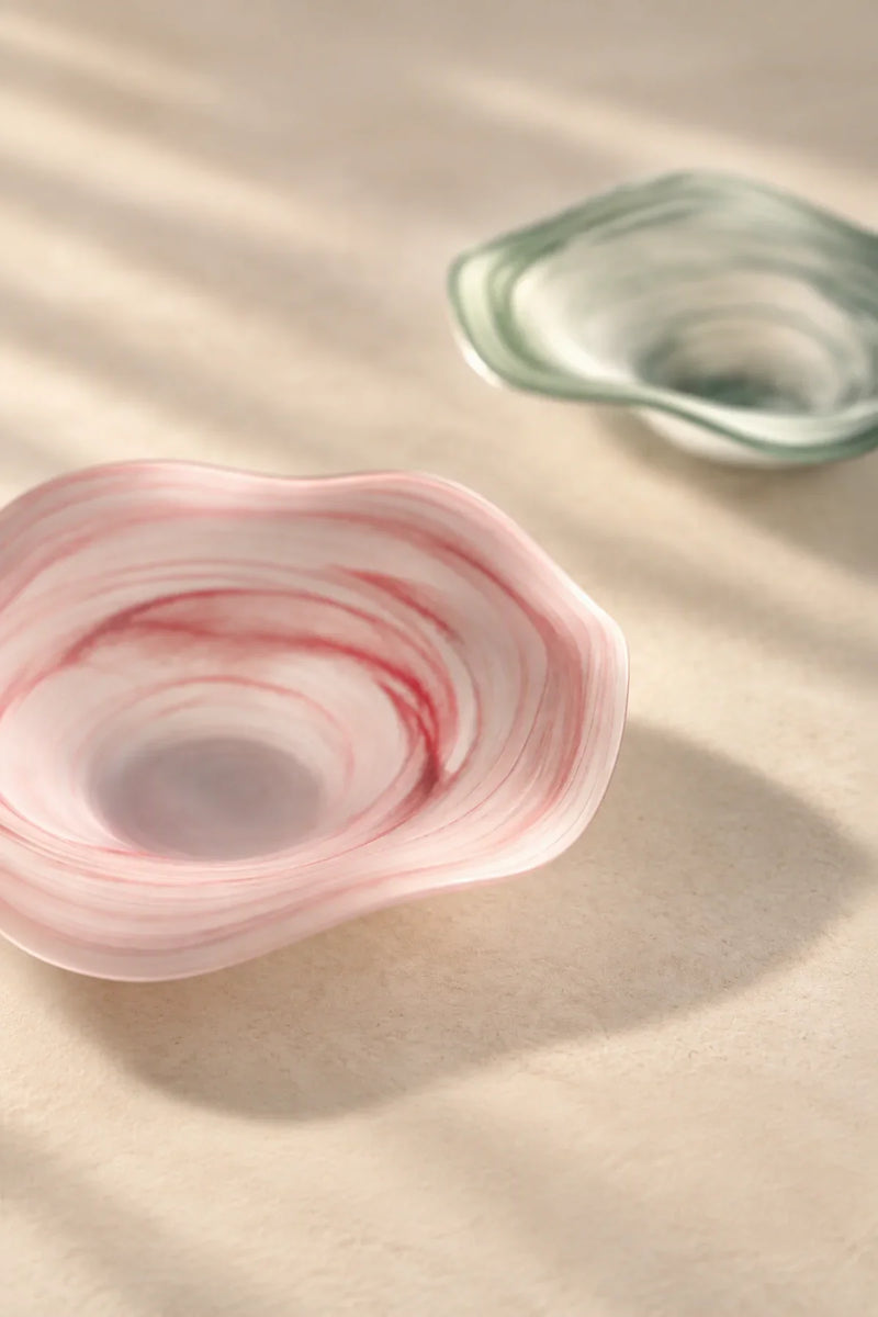 Soft Current Blush Glass Serving Bowl