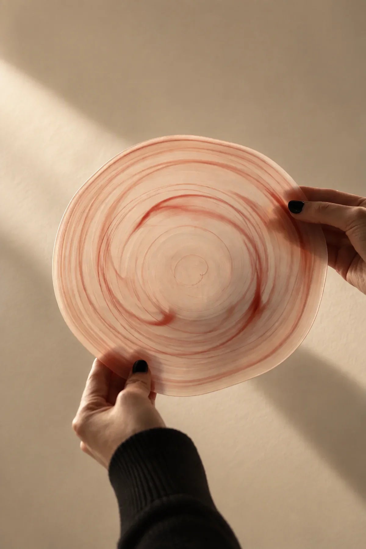 Soft Current Blush Glass Serving Bowl