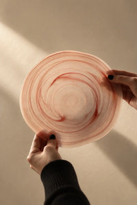 Soft Current Blush Glass Serving Bowl