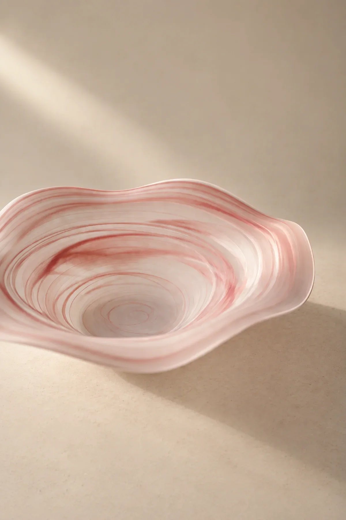 Soft Current Blush Glass Serving Bowl