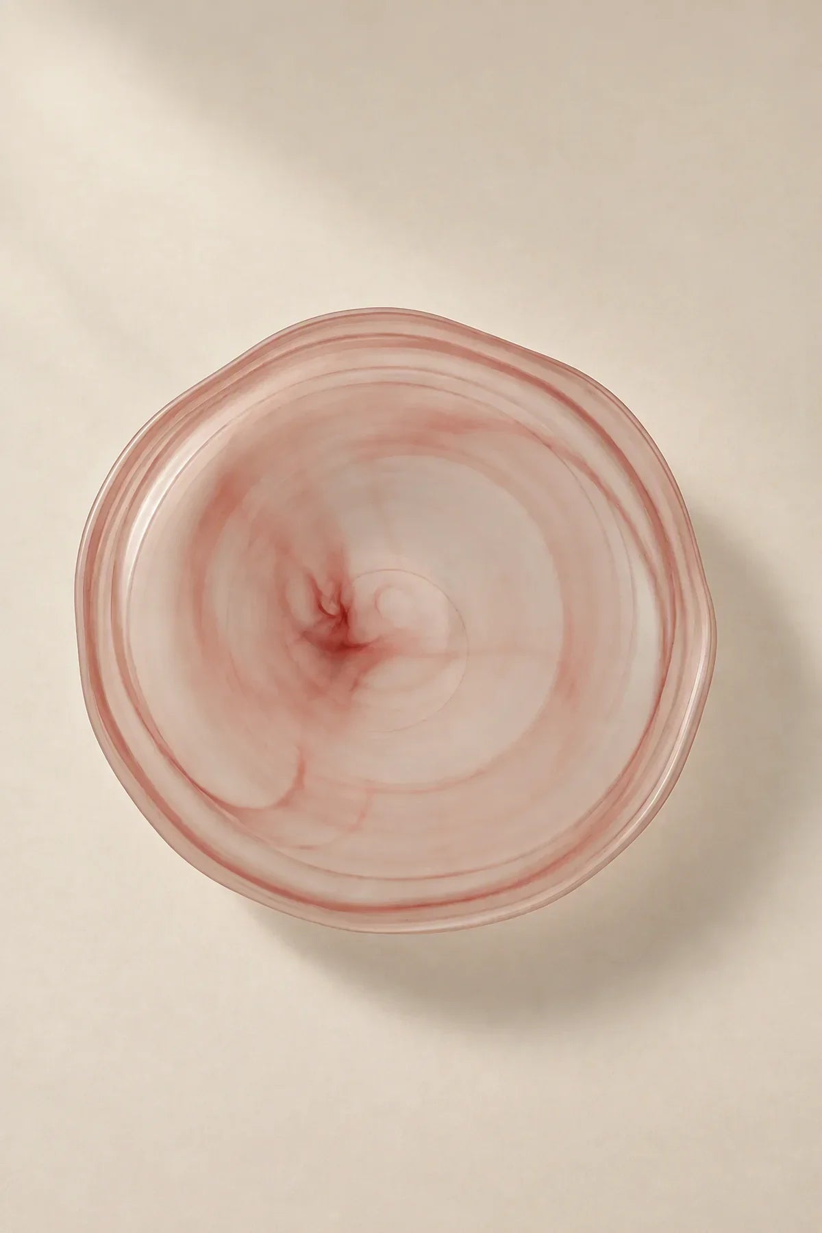 Soft Current Blush Glass Serving Bowl