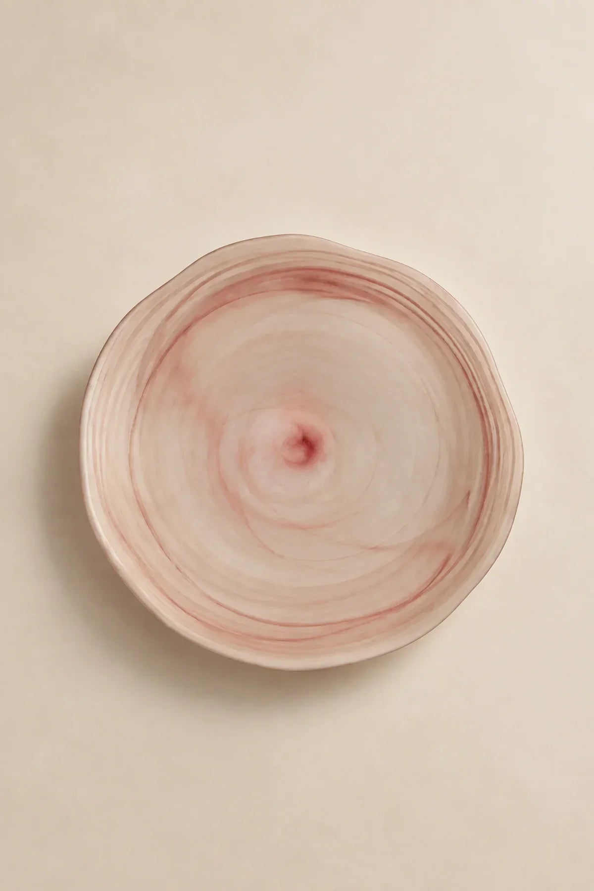 Soft Current Blush Glass Serving Bowl