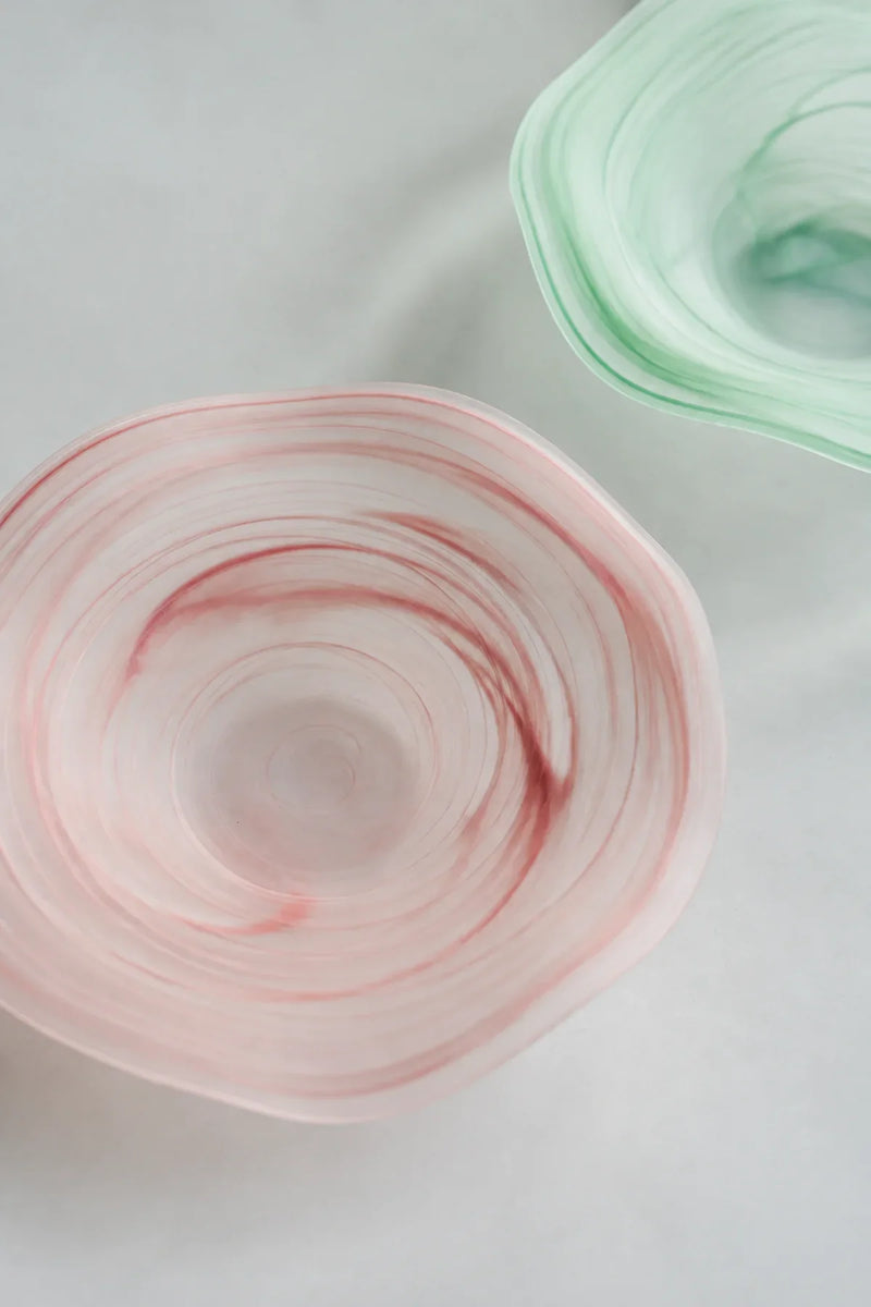 Soft Current Blush Glass Serving Bowl