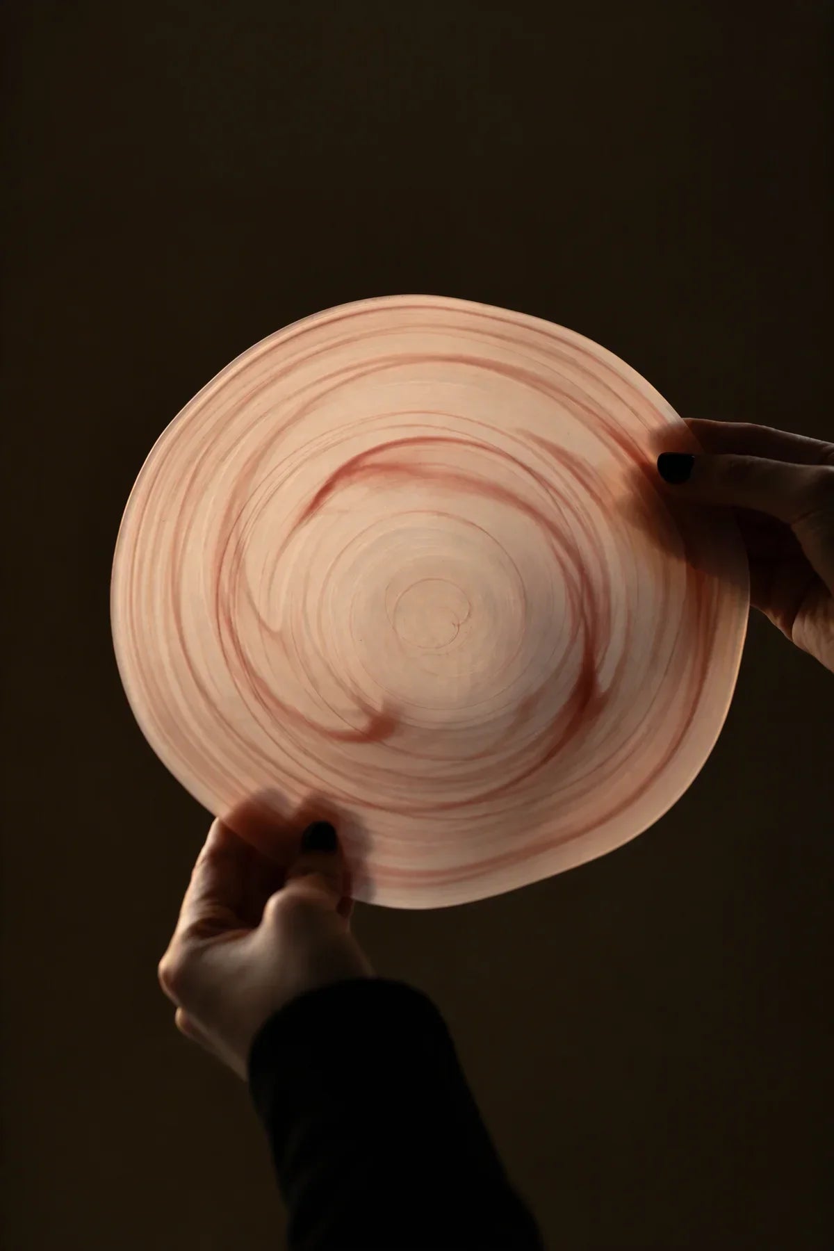 Soft Current Blush Glass Serving Bowl
